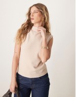 loose fit super soft tank with grown on neck in cream