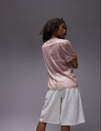 sheer metallic tee in pink