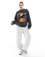 Californ eagle graphic sweatshirt in washed charcoal