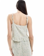 linen blend buttondown top co-ord in abstract print