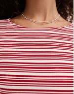 haruka long sve striped fitted top in red and white