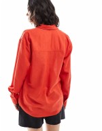 linen blend shirt in red