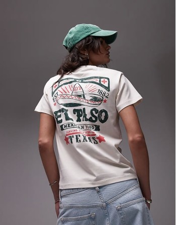 graphic Texas El Paso boxy tee in ecru