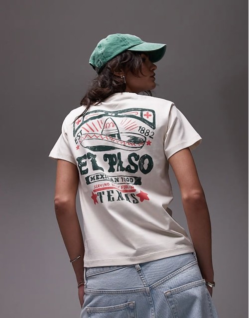 graphic Texas El Paso boxy tee in ecru