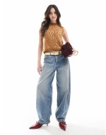 knitted tank top in brushed animal print