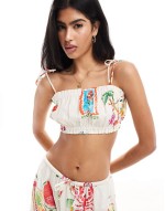 Mix & Match co-ord with linen in postcard print