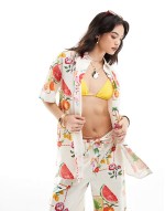 Mix & Match co-ord with linen in postcard print