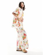 Mix & Match co-ord with linen in postcard print