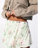 floral mesh balloon mini skirt in mint
