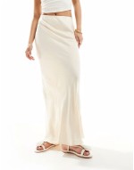 satin bias maxi skirt in oyster