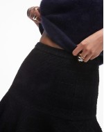 mini skirt with fluted hem in black pane check