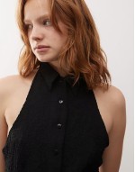 halter shirt in black texture