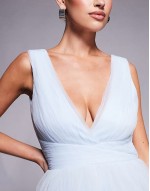ruffle tiered midaxi dress in sky blue