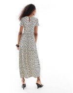 smudge spot tiered midaxi dress in light beige