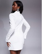 x Natalya Wright exclusive tailored high neck long sve mini dress with pocket detail in white