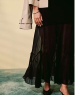 Curve dropped waist maxi dress witth full godet hem in black
