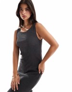 textured scoop neck sveless maxi dress in washed grey