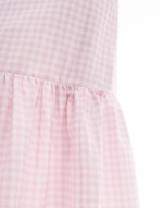 poplin tiered maxi dress in pink gingham