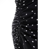 ruffle maxi  midi dress in black spot
