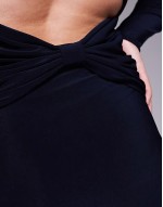 Curve long sve ruched detail midaxi dress with twist open back in navy