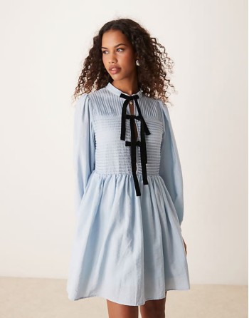 oversized collar mini dress in blue