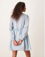 oversized collar mini dress in blue