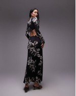 Cynthia cut out maxi dress in black print
