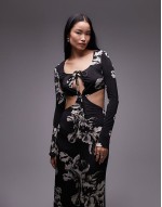 Cynthia cut out maxi dress in black print